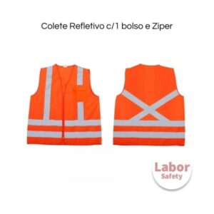 Colete Refletivo c_1 bolso e Ziper