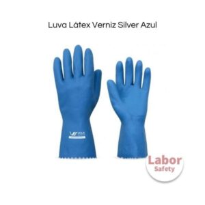 Luva Látex Verniz Silver Azul