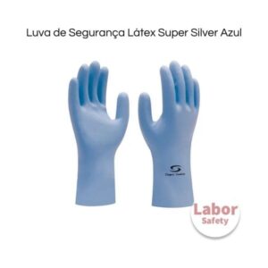 Luva de Segurança Látex Super Silver Azul