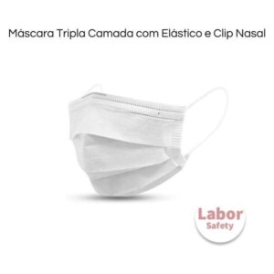 Máscara Tripla Camada com Elástico e Clip Nasal