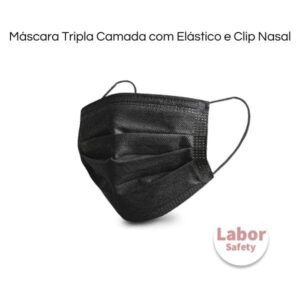 Máscara Tripla Camada com Elástico e Clip Nasal